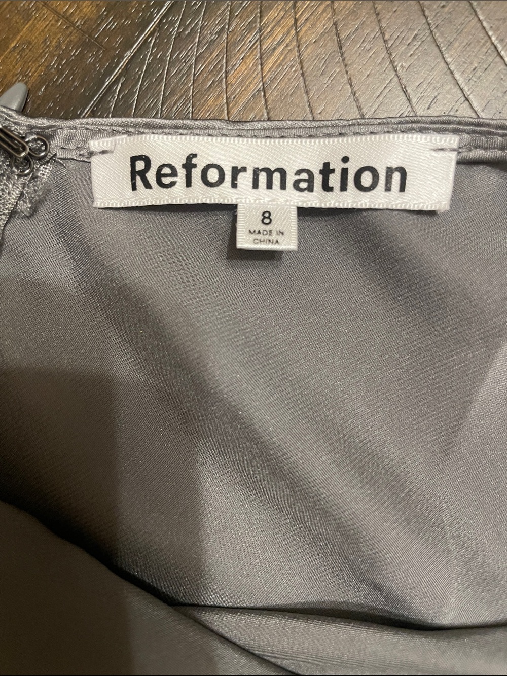 Reformation Gray Silk Open Back Maxi Dress Size 8 Wedding Guest Formal Evening - Picture 7 of 9